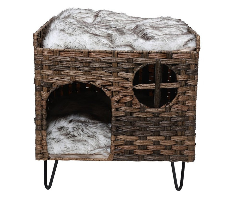Rattan Weave Basket Hideout Bed-Pawz