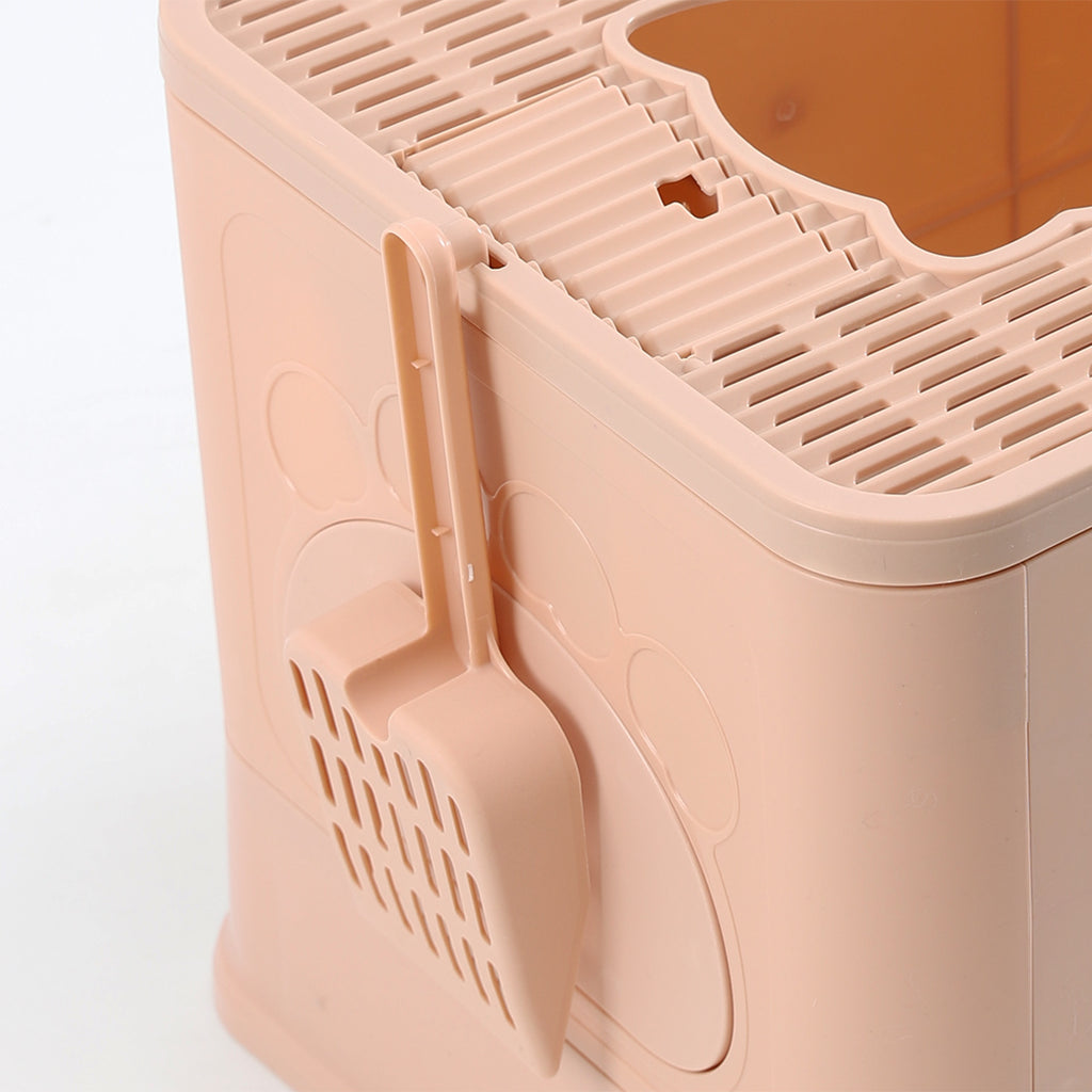 Grooming Foldable Enclosed Cat Litter Box in Pink