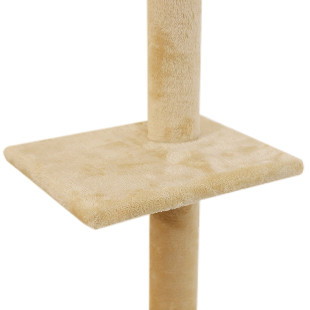 Adjustable Height Cat Scratching Post Tree with Cubby House - Cream