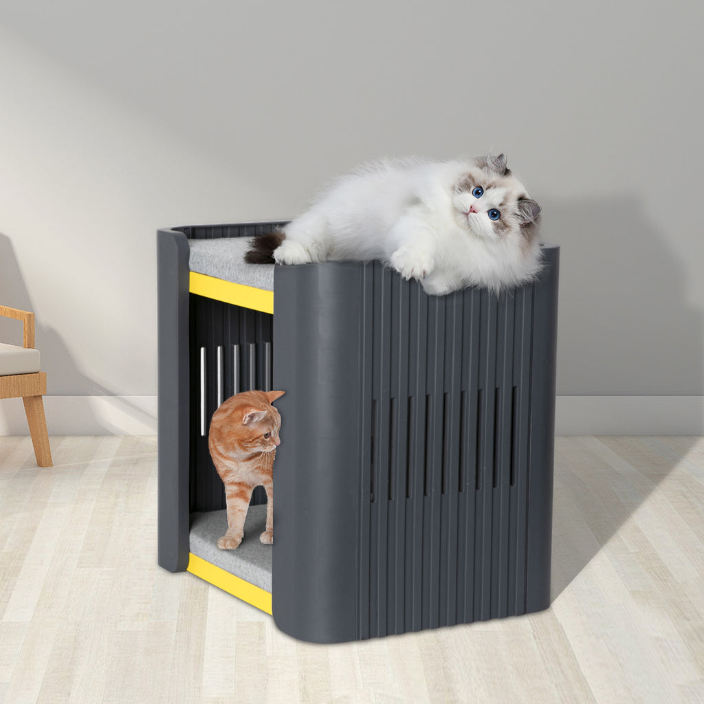 Cat House with Memory Foam Mat Calming Bed Kennel