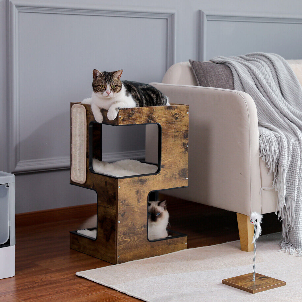 Bedside Table Cat Condo 60cm in Brown