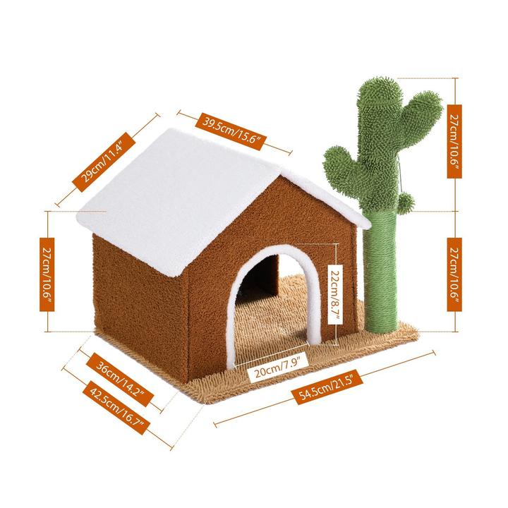 Desert House with Cactus Cat Scratcher-Pawz