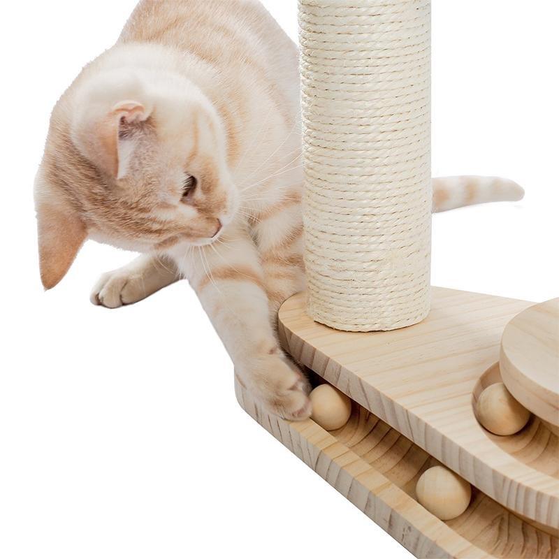 Interactive Turntable Wooden Ball Cat Toy-Pawz
