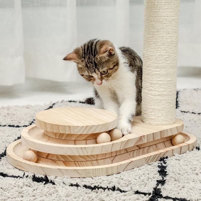 Interactive Turntable Wooden Ball Cat Toy-Pawz