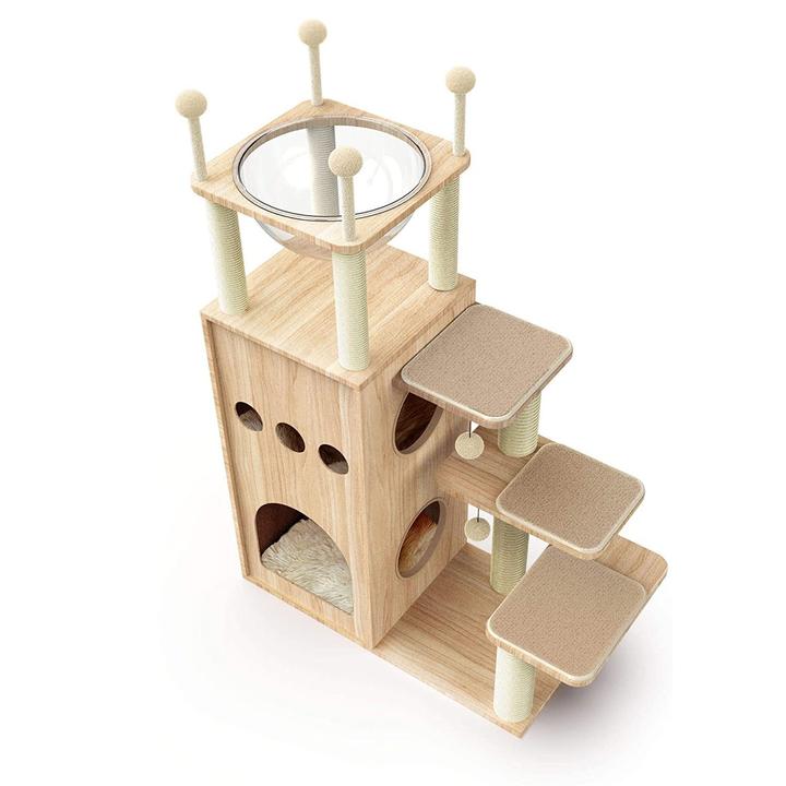 The Castle Deluxe Cat Tower Condo With Large Space Capsule Nest-House of Pets Delight