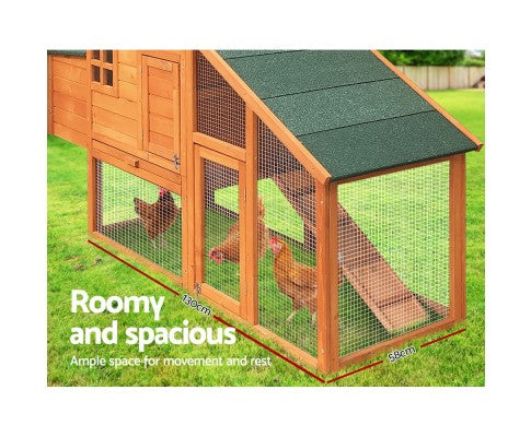 Wide Wooden Chicken Coop with Nesting Box-House of Pets Delight