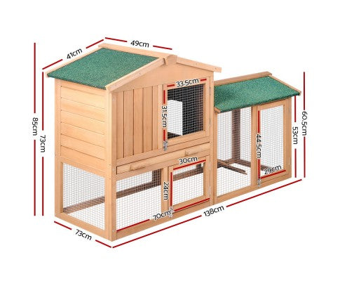 Pet Wooden Hutch Coop with Run-House of Pets Delight