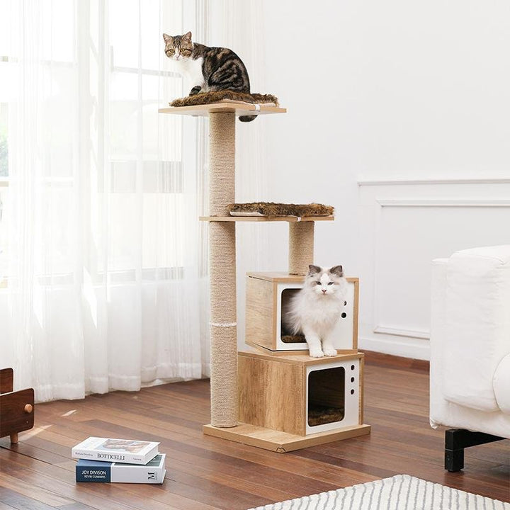 Retro TV Wooden Cat Tower