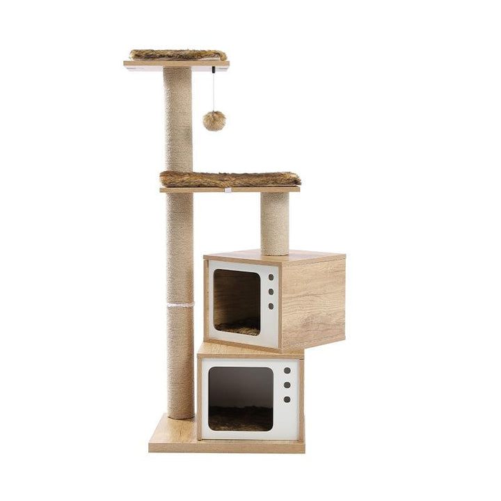 Retro TV Wooden Cat Tower
