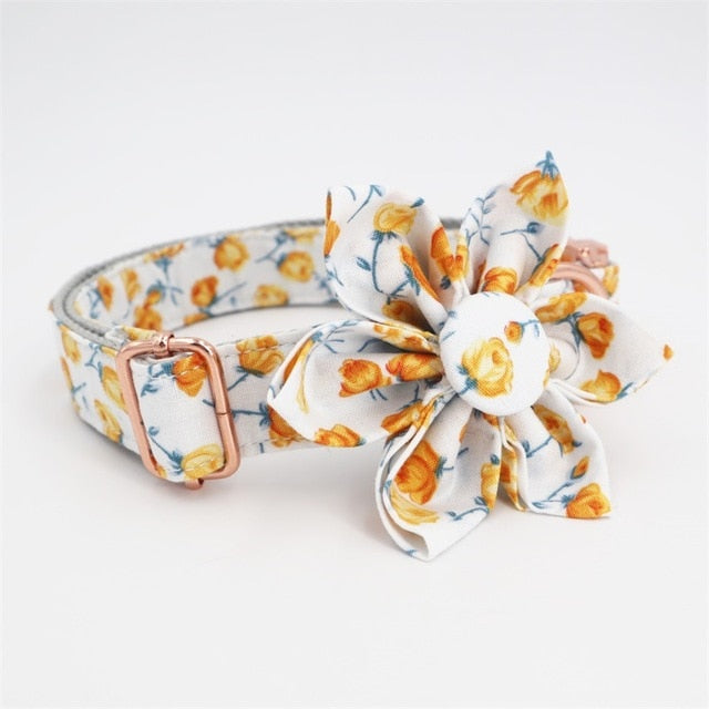 Flower Collar & Lead Set in Yellow-House of Pets Delight