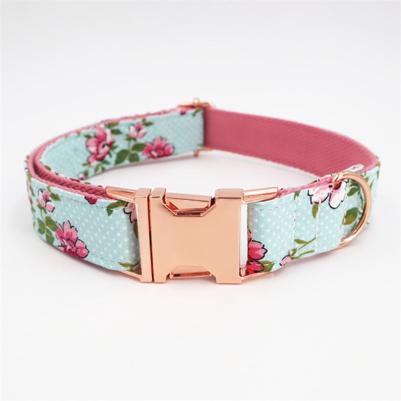 Flower Collar & Lead in Blue Set-House of Pets Delight