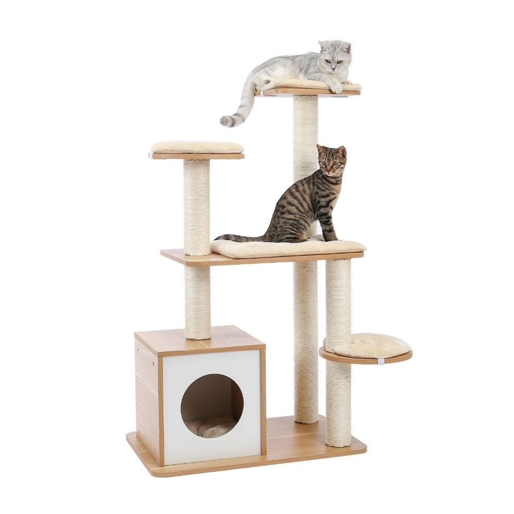 A Modern Wonderland Pet Cat Condo Tree With Scratcher XL-House of Pets Delight