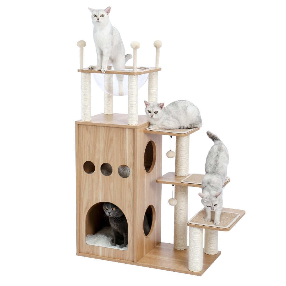 The Castle Deluxe Cat Tower Condo With Large Space Capsule Nest-House of Pets Delight