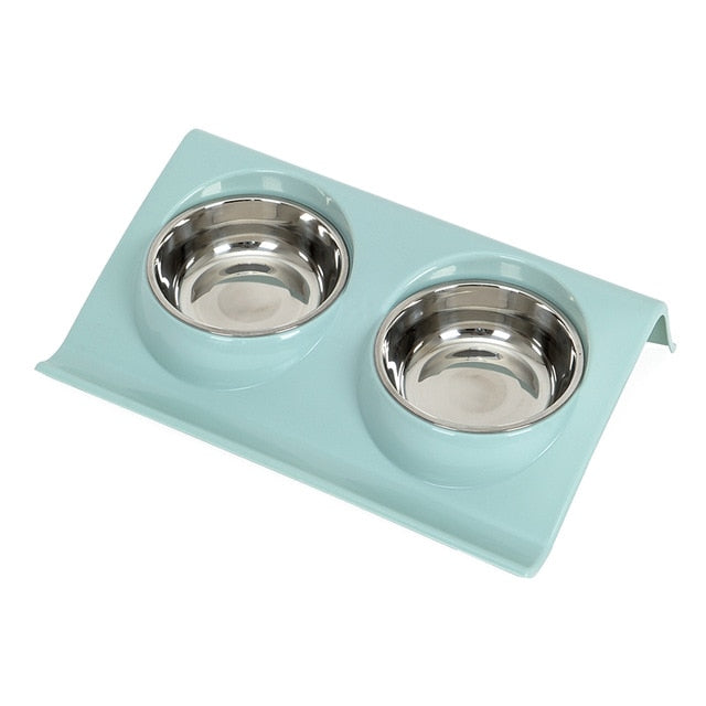 Pastel Double Stainless Steel Pet Bowl (Various Colours)-House of Pets Delight