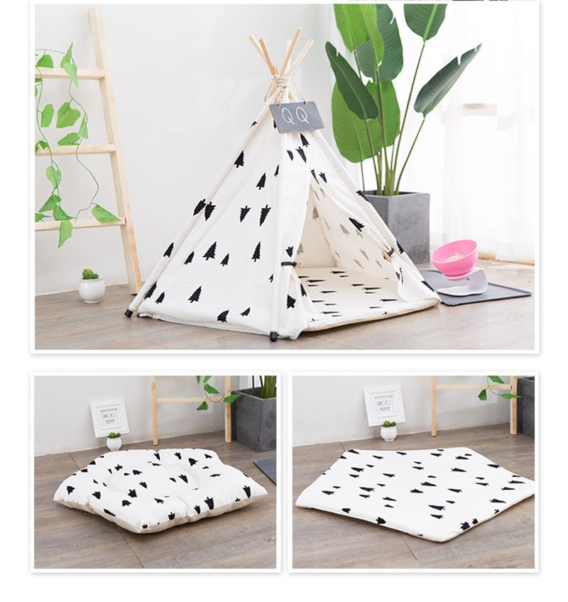 Forest Pet Teepee with Plush Cushion-House of Pets Delight