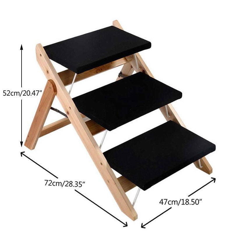 Foldable & Portable Pet Ladder Stairs with Washable Cover - House of Pets Delight